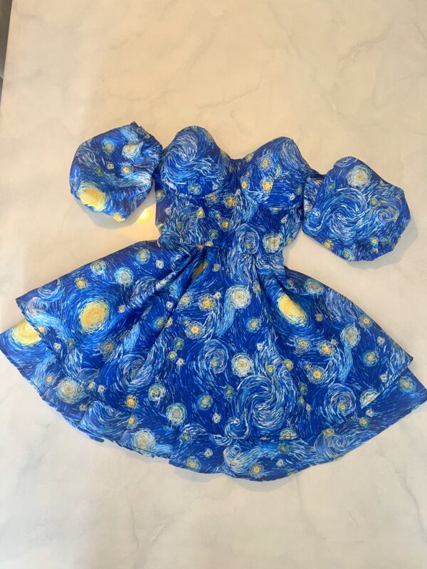 VESTIDO CORSET NOCHE ESTRELLADA CON MANGAS