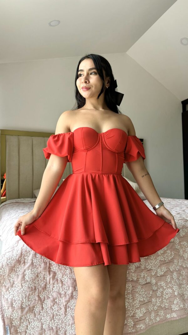 VESTIDO CORSET UNI COLOR MANGAS