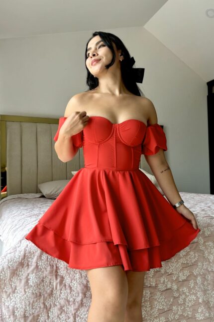 VESTIDO CORSET UNI COLOR MANGAS
