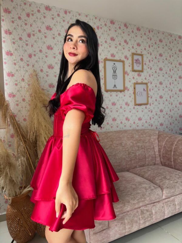 VESTIDO CORSET SATIN MANGAS - Imagen 2