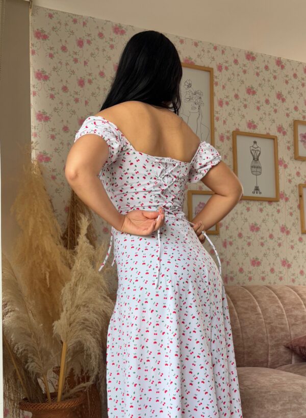 VESTIDO LARGO CON ABERTURA CEREZAS - Imagen 2