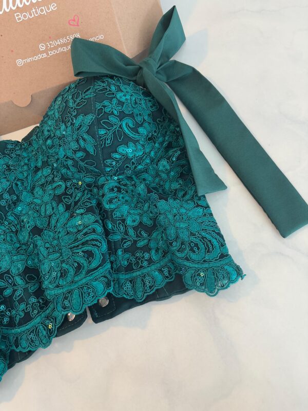 CORSET CHANTILLY VERDE ESMERALDA. - Imagen 2