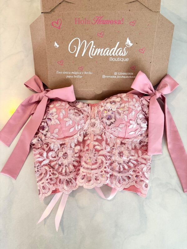 CORSET CHANTILLY ROSA BEBE