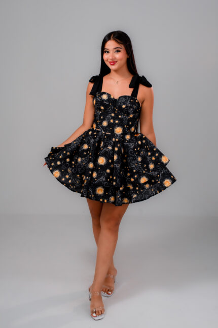 VESTIDO CORSET NOCHE ESTRELLADA NEGRO
