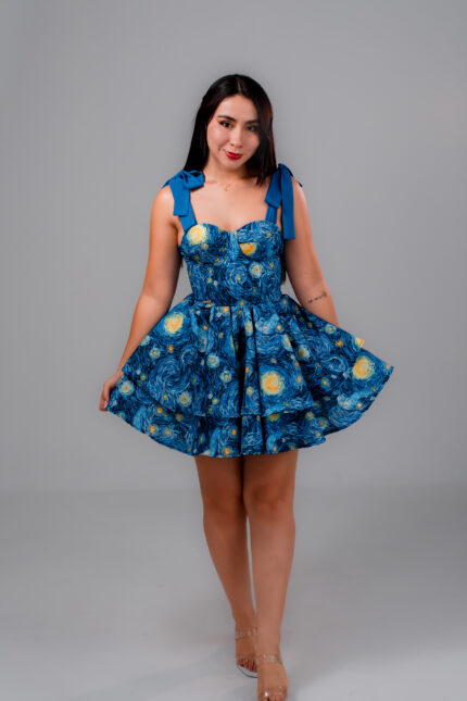 VESTIDO CORSET NOCHE ESTRELLADA AZUL
