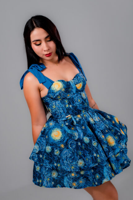 VESTIDO CORSET NOCHE ESTRELLADA AZUL