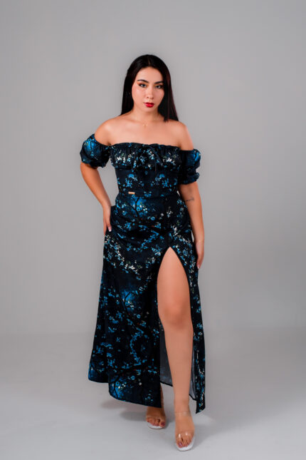 VESTIDO ABERTURA ALMENDRO OSCURO