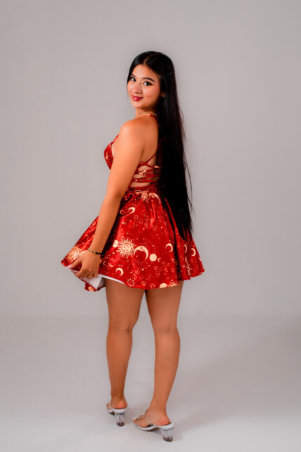 VESTIDO CORSET DACOTA ASTRO SATIN COBRE