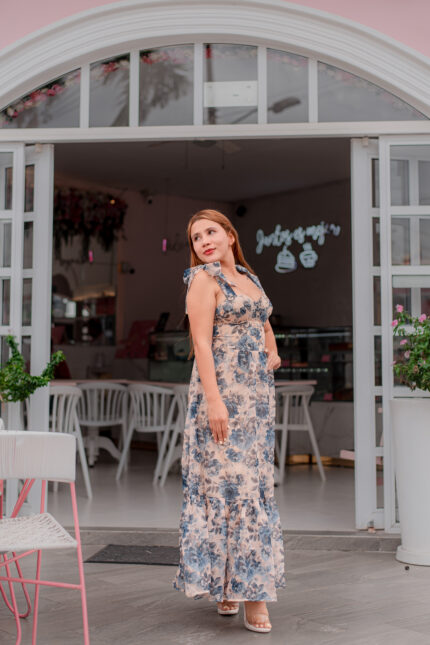 VESTIDO CORSET FIORELLA LARGO AZUL
