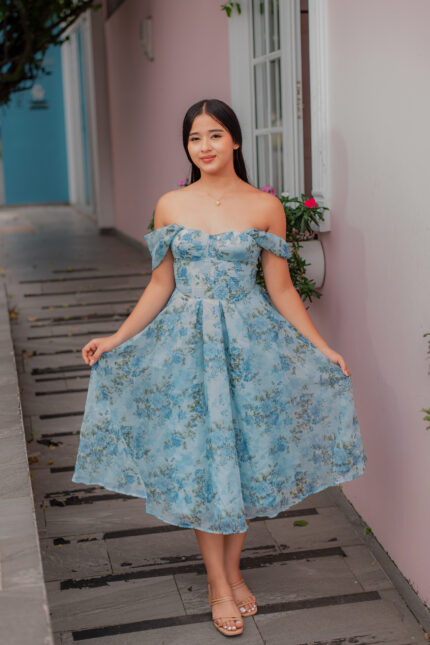 VESTIDO CORSET PRIMAVERA LARGO MIDI MANGA CAIDA