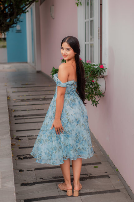VESTIDO CORSET PRIMAVERA LARGO MIDI MANGA CAIDA
