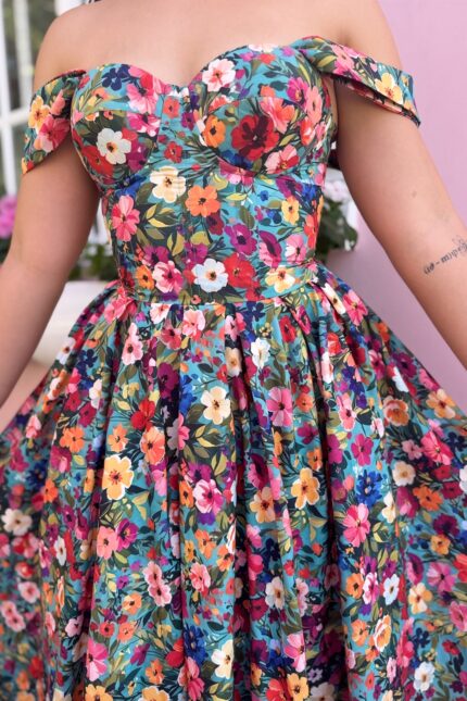 VESTIDO CORSET FRIDA - SEDA MANGO - LARGO MIDI