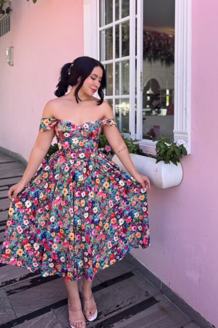 VESTIDO CORSET FRIDA - SEDA MANGO - LARGO MIDI
