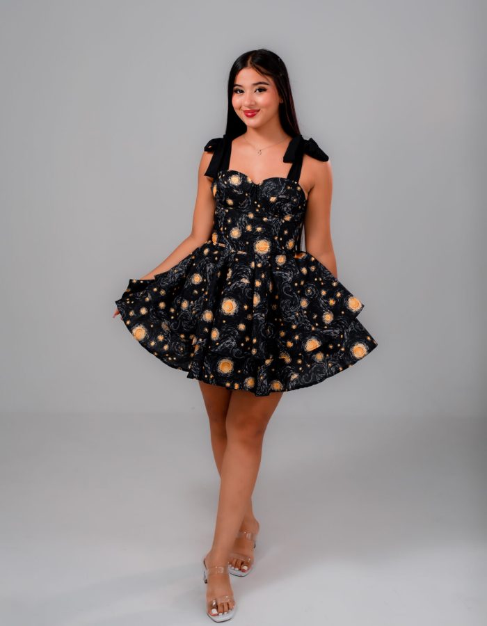 VESTIDO CORSET NOCHE ESTRELLADA NEGRO