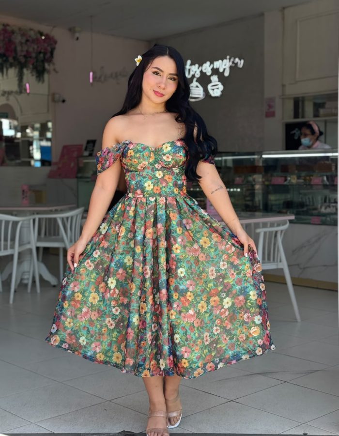 VESTIDO CORSET FRIDA – VELO SUIZO – LARGO MIDI